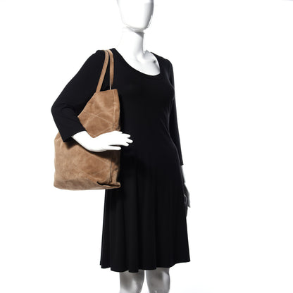 Lanvin Suede Quilted Carry Me Tote Taupe 2 of 8