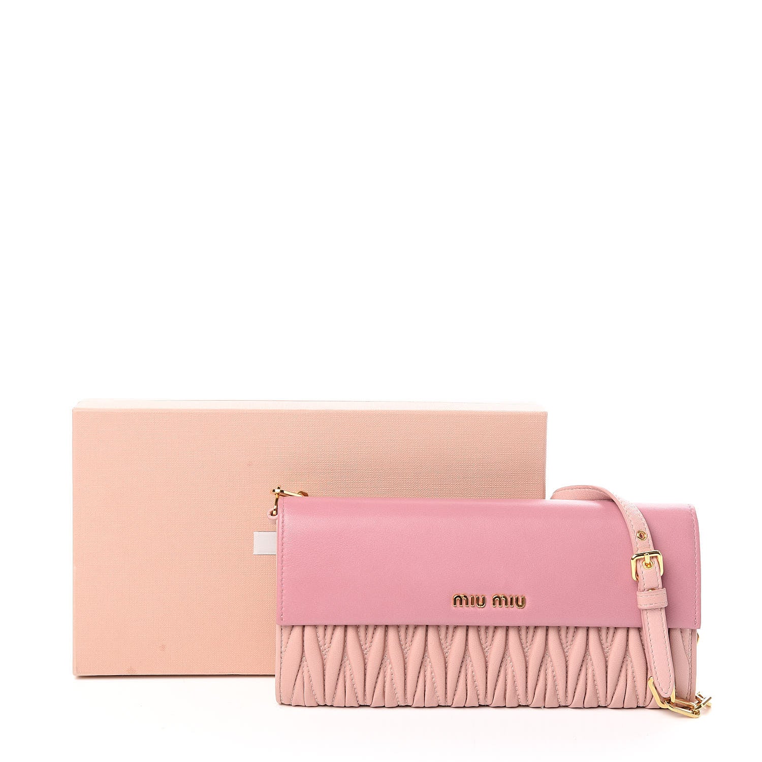 Miu Miu Nappa Matelasse Bicolor Wallet On Chain Loto Orchide 11 of 11