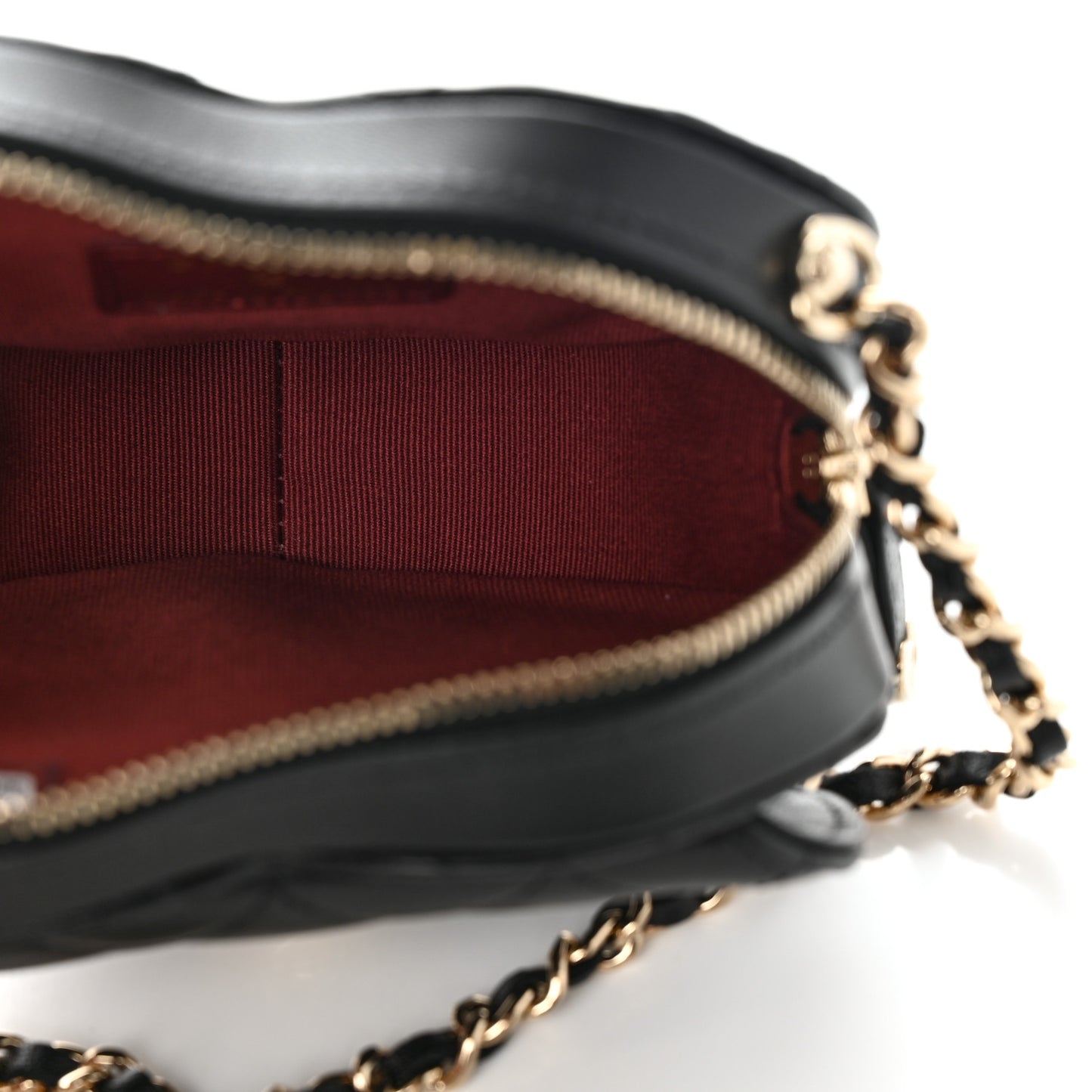 Lambskin Quilted CC In Love Heart Clutch With Chain Black