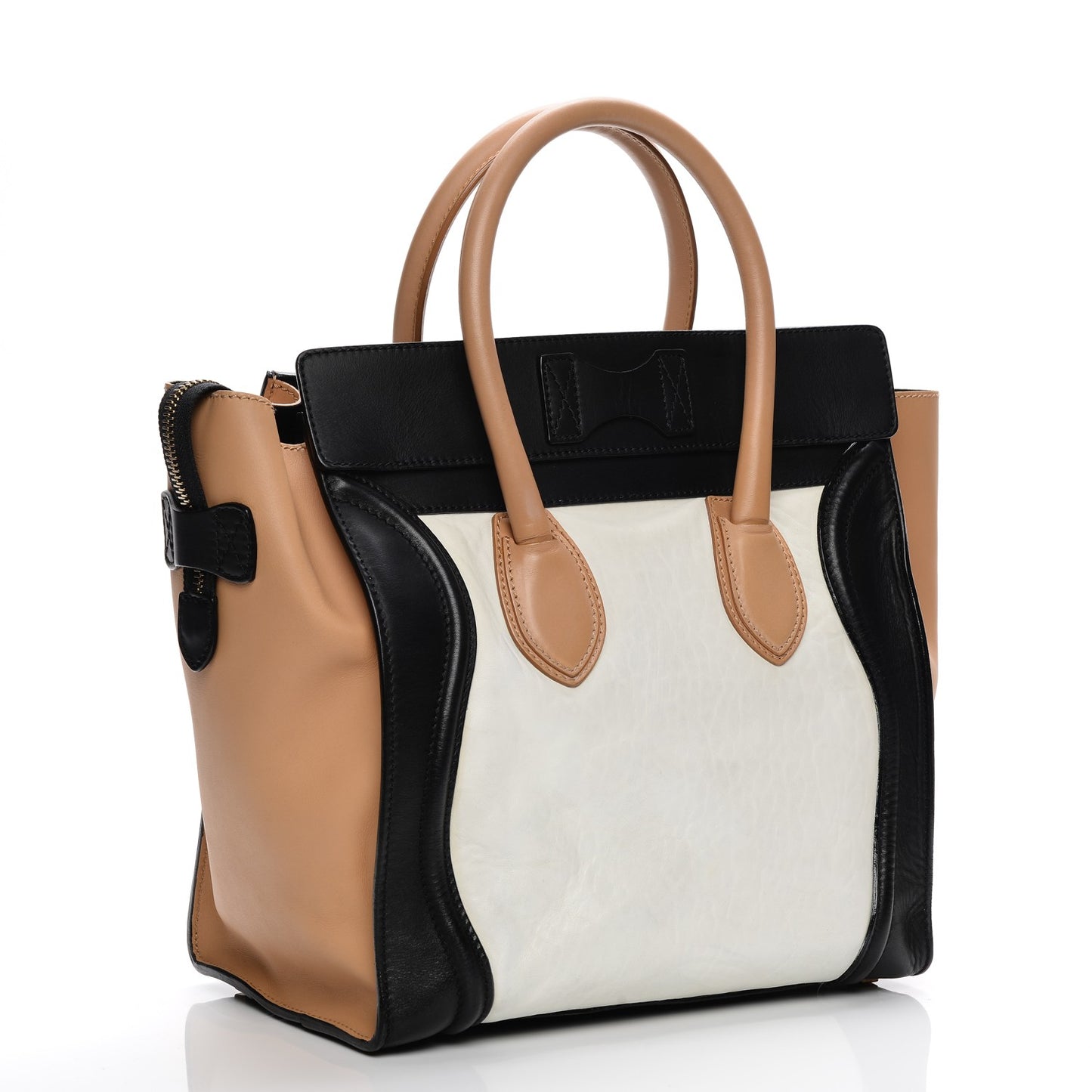 Shrunken Lambskin Mini Tri-Color Luggage White