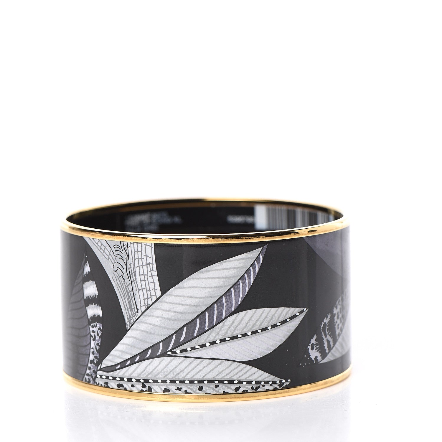 Hermes Enamel Printed Tree of Song Extra Wide Bracelet 70 Faux Gris 3 of 6