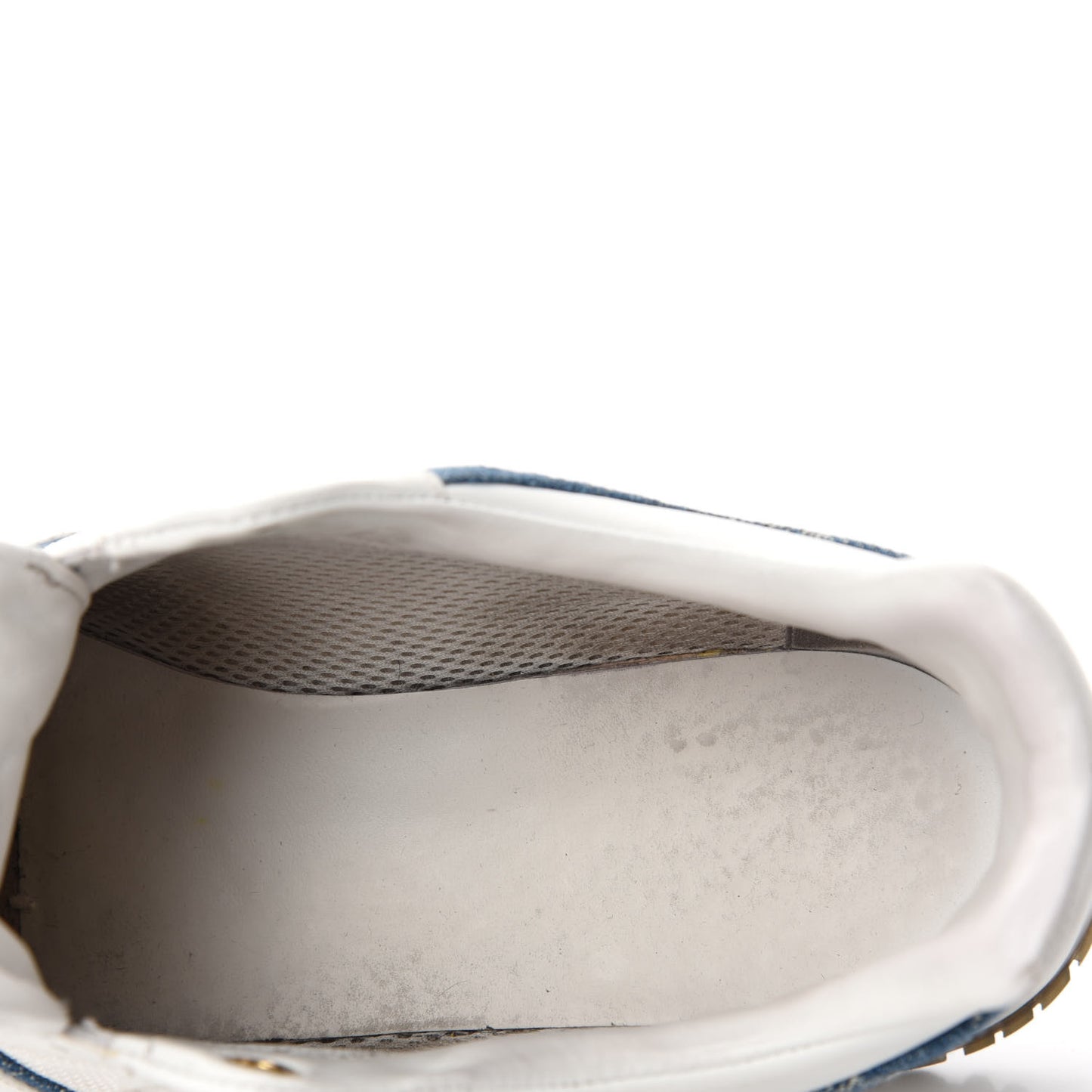 Calfskin Monogram Denim Run Away Sneakers 38.5 White