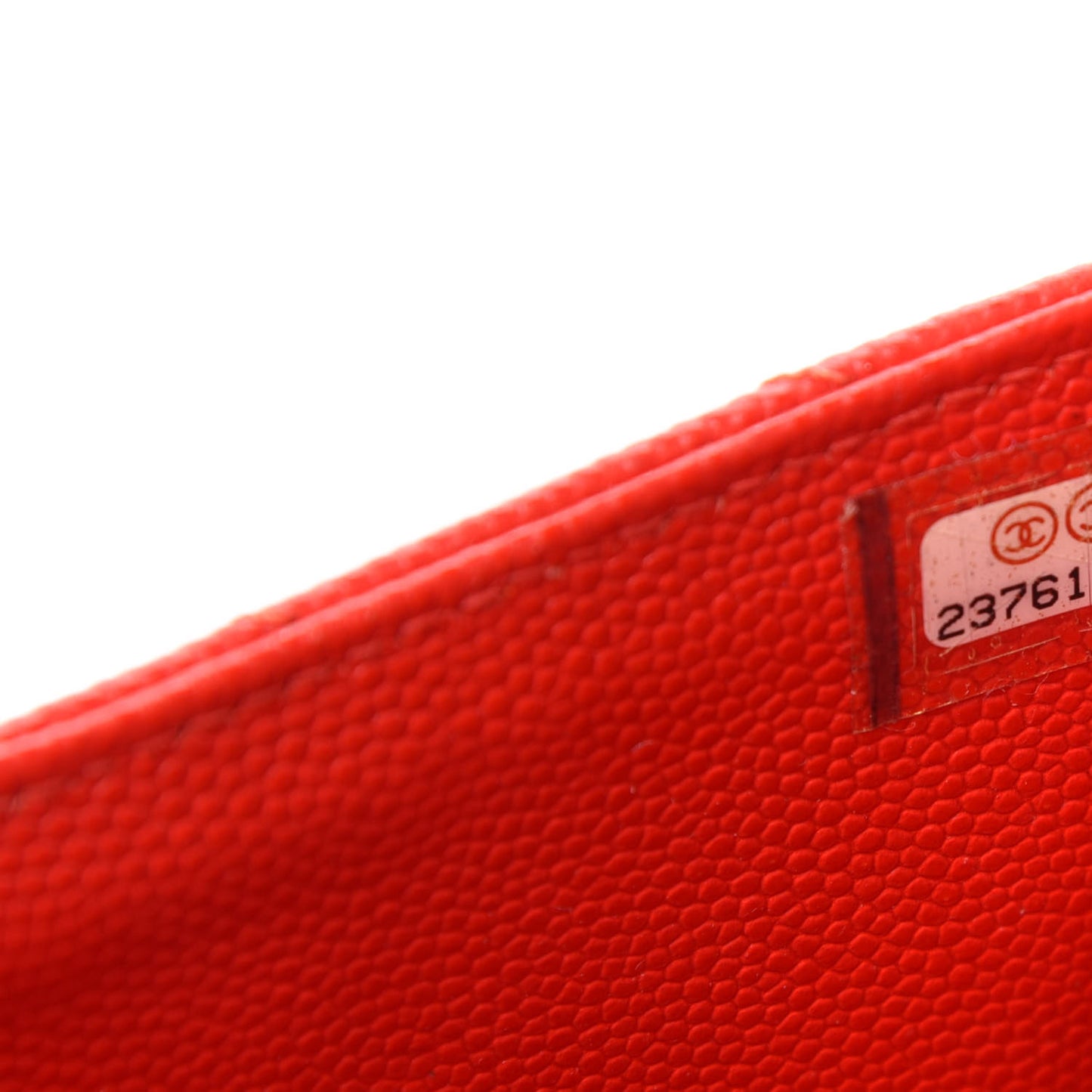 Caviar Chevron Quilted Zip Pouch Red