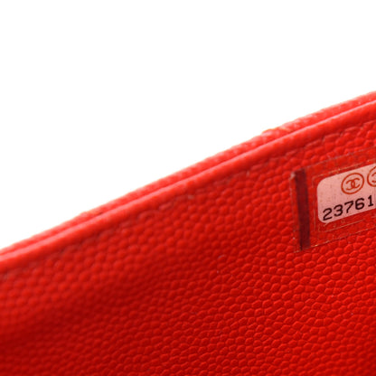 Chanel Caviar Chevron Quilted Zip Pouch Red 7 of 8