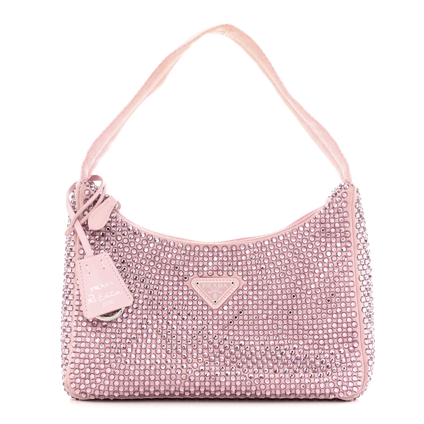 Satin Crystal Mini Re-Edition 2000 Bag Alabastro