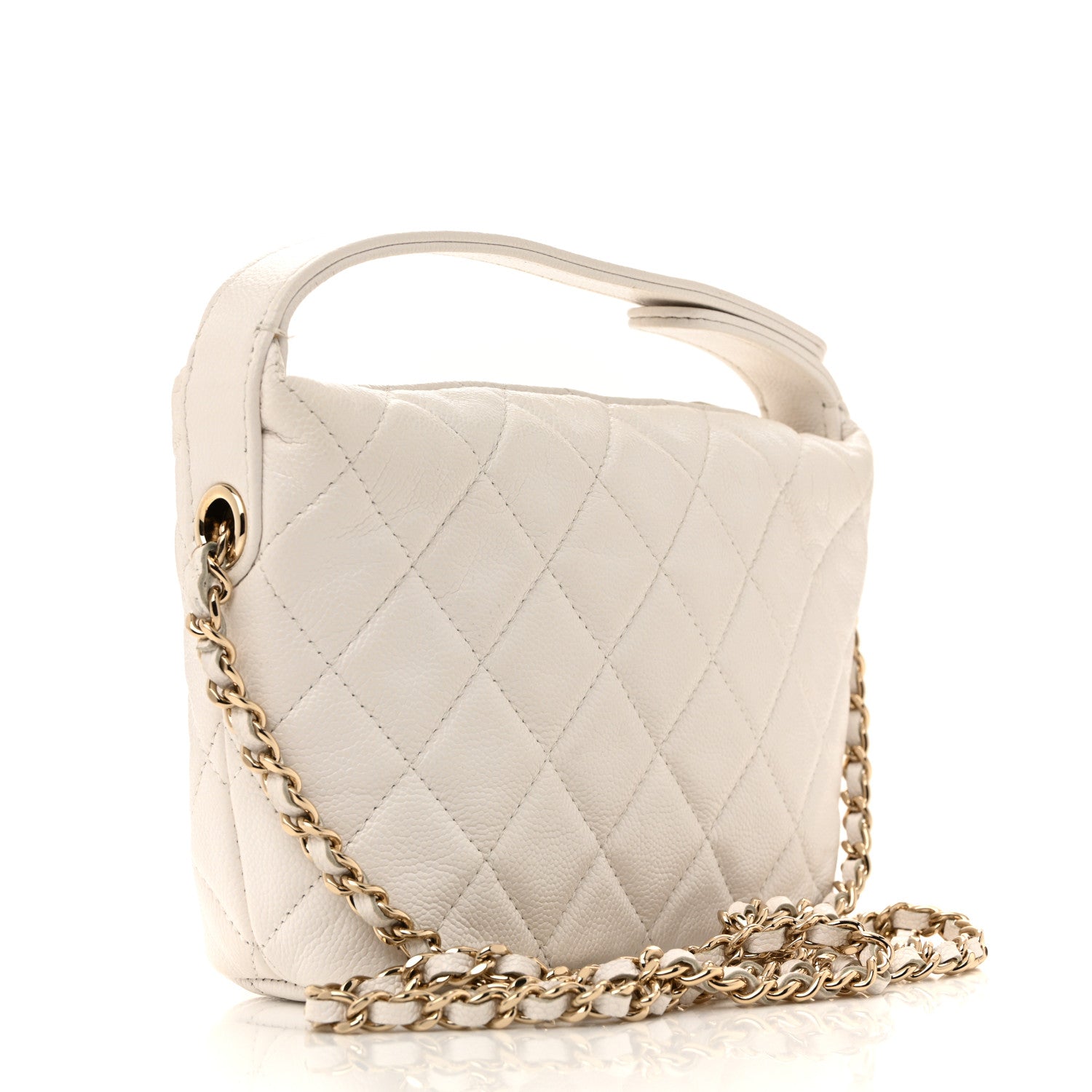 Chanel Caviar Quilted Hobo Clutch With Chain White 3 of 13