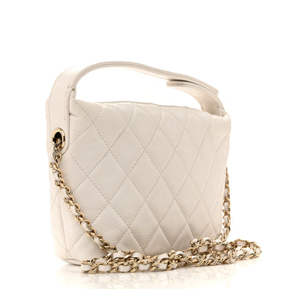 Chanel Caviar Quilted Hobo Clutch With Chain White 3 of 13