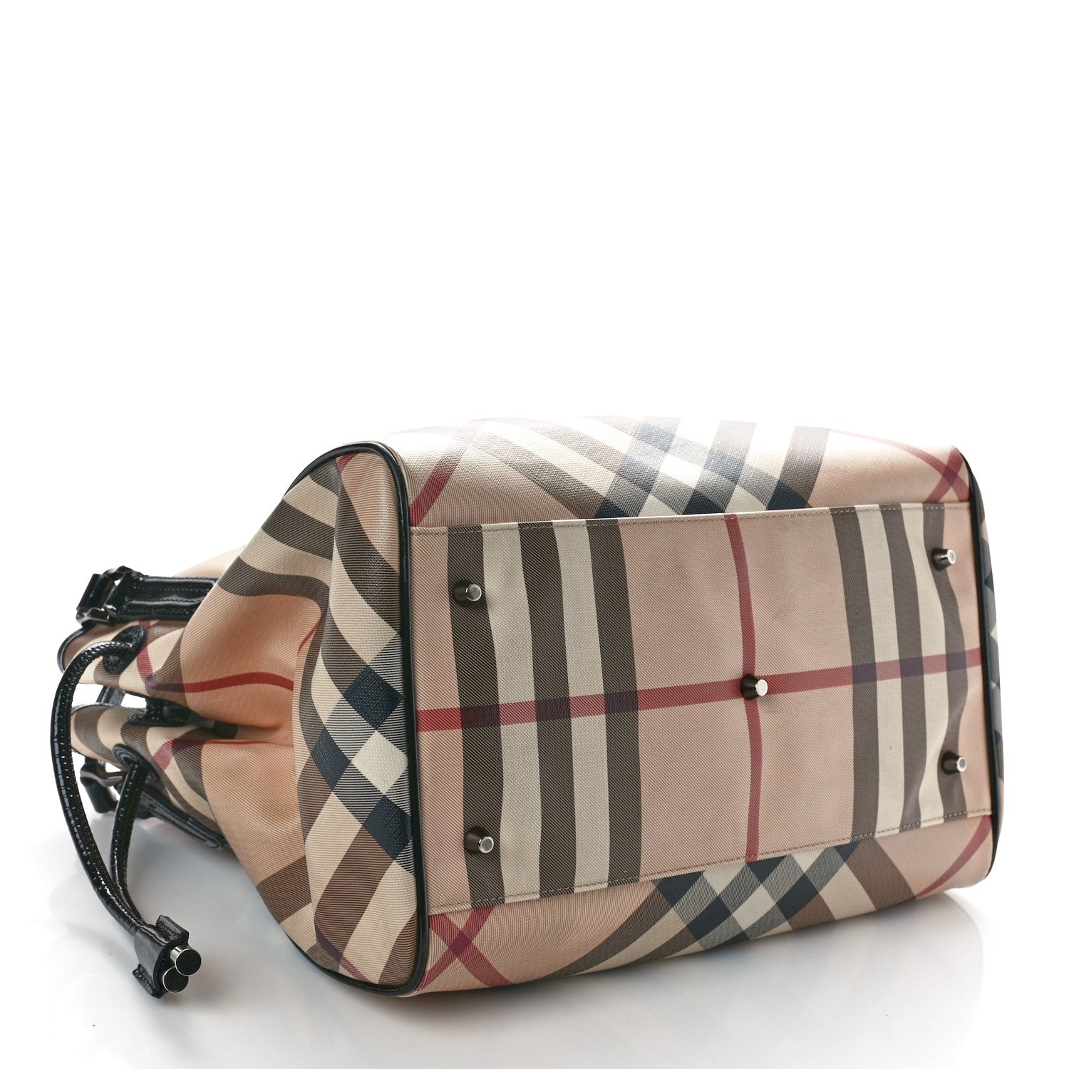 Burberry Patent Nova Check Small Bilmore Tote Black 4 of 9