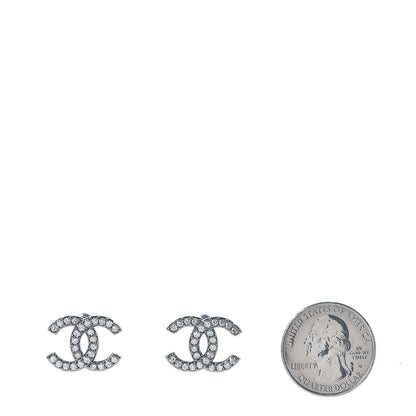 Chanel Crystal CC Earrings Silver 2 of 6