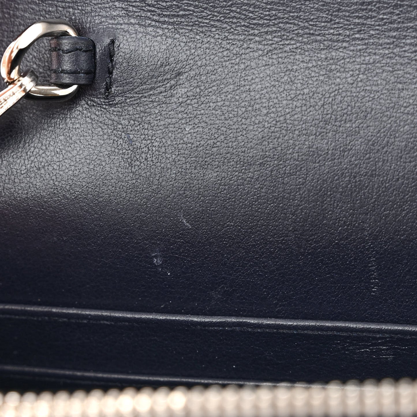 Calfskin Crocodile Embossed Kate Monogram Tassel Chain Wallet Deep Marine