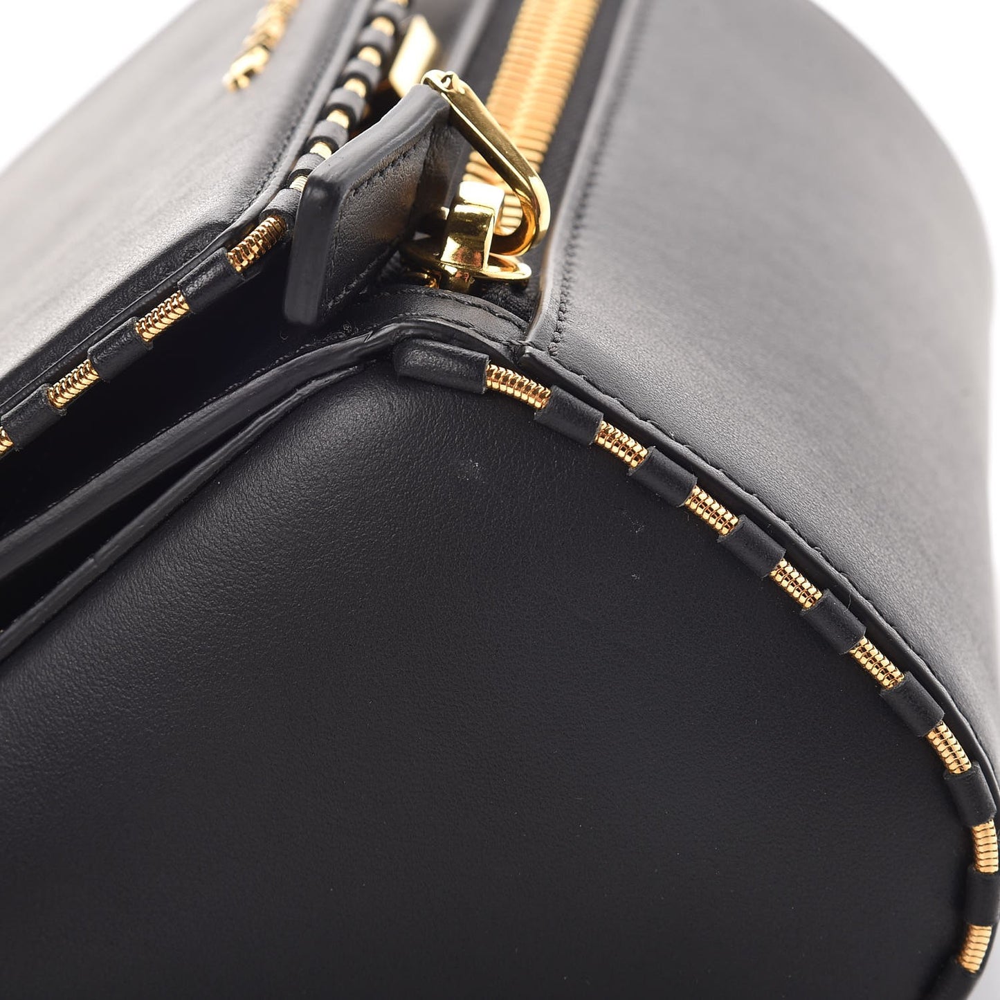 Calfskin Chain Detail Mini Pandora Box Crossbody Bag Black