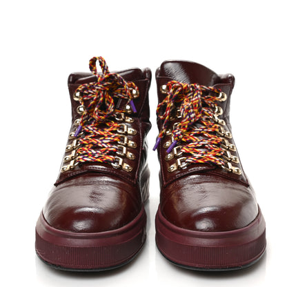 Chanel Patent Calfskin Quilted Womens High Top Sneakers 39.5 Burgundy 2 of 8