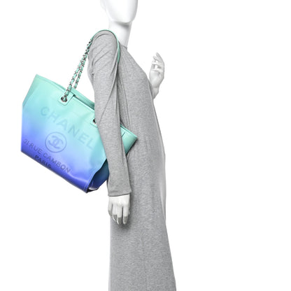 Chanel Shaded Calfskin Medium Deauville Tote Light Green Turquoise Purple 2 of 11
