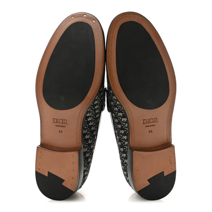 Christian Dior Calfskin Oblique Jacquard Mens Dior Granville Loafers 44 Black Beige 6 of 10
