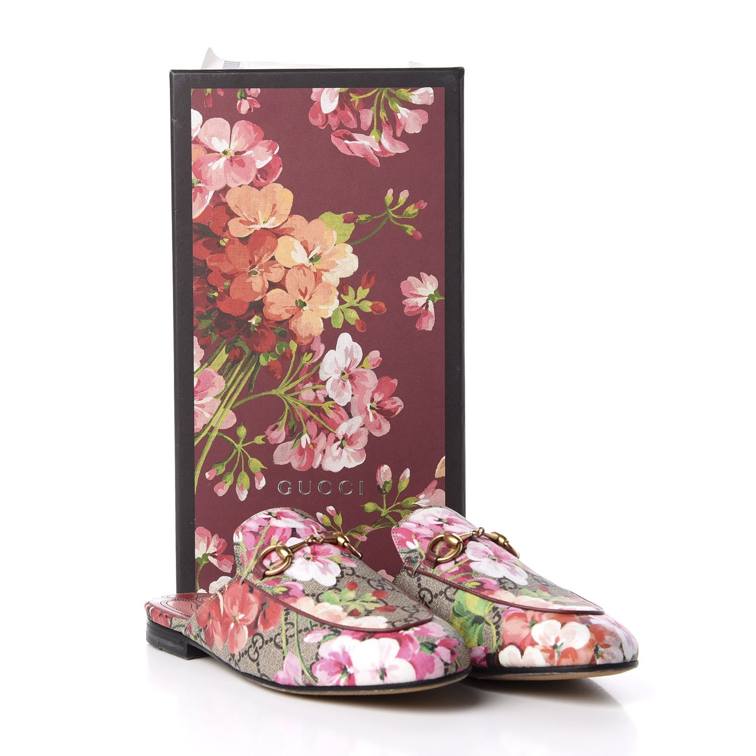 Gucci GG Supreme Monogram Blooms Womens Princetown Slippers 36 Beige Multicolor Dry Rose 11 of 11