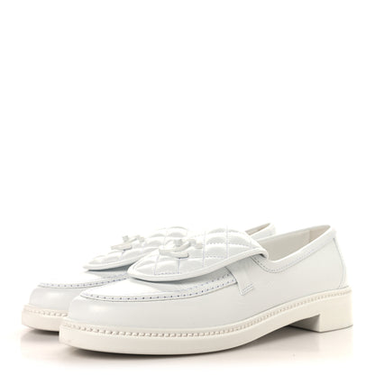 Chanel Crumpled Lambskin Quilted CC Turnlock Loafers 40 White 4 of 9