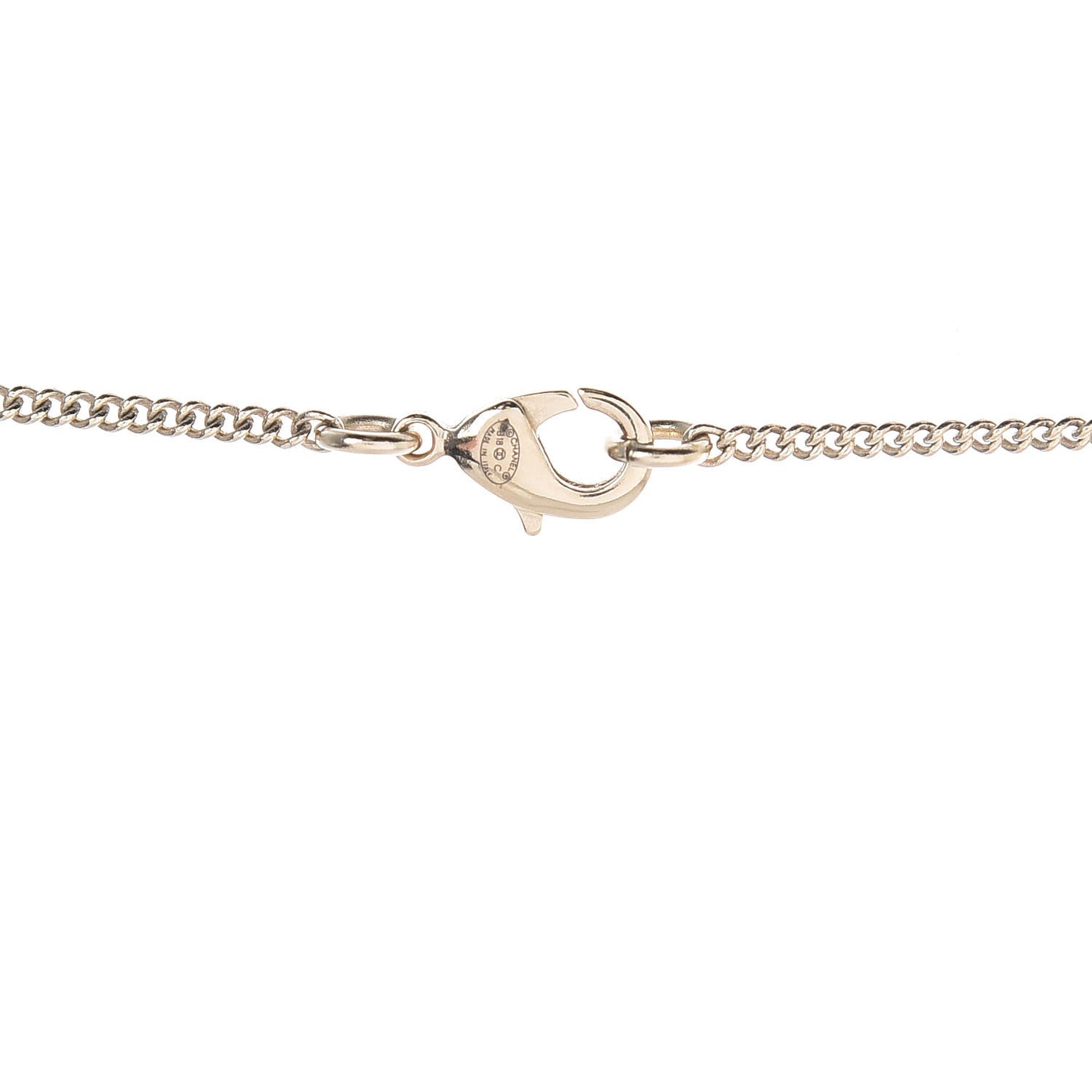 Baguette Crystal Quilted CC Pendant Necklace Gold