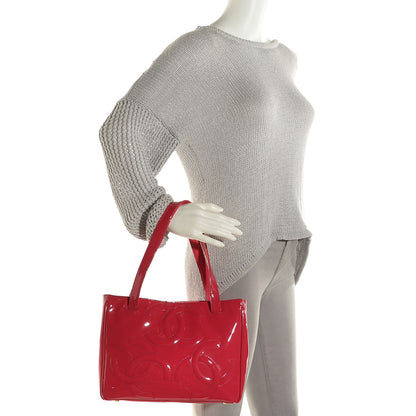 Chanel Patent CC Logo Tote Dark Pink 2 of 7