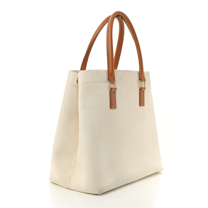 Celine Canvas Calfskin Logo Print Small Horizontal Cabas Natural Tan 3 of 12