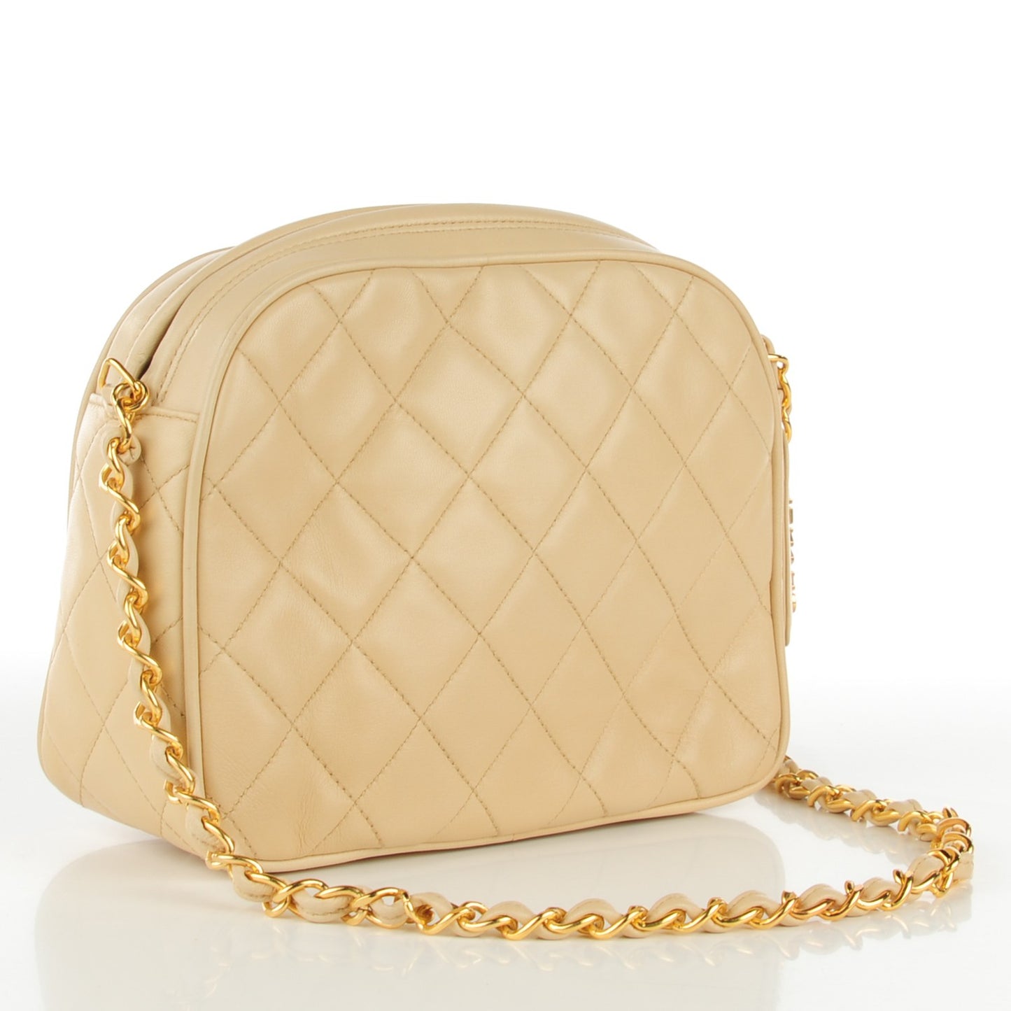 Lambskin Quilted Camera Case Beige