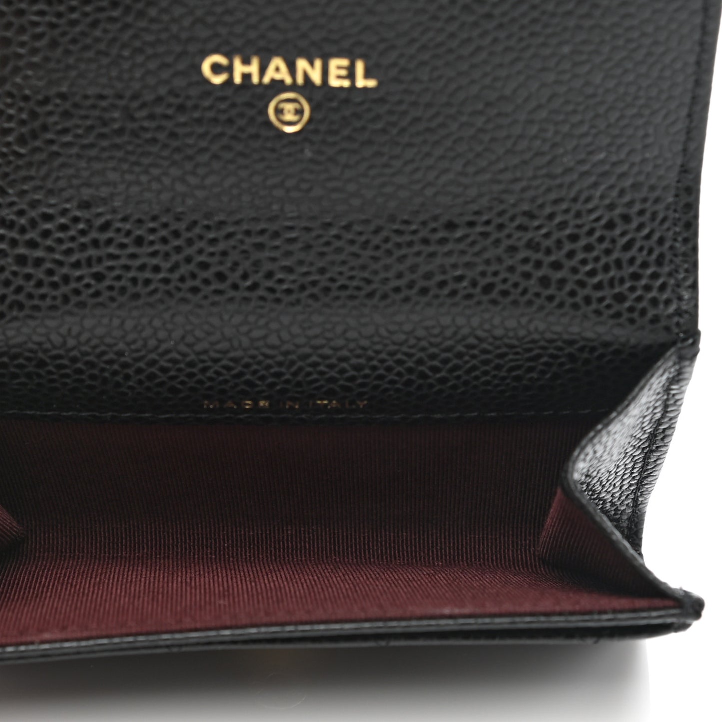 Caviar Quilted Flap Card Holder Wallet Black