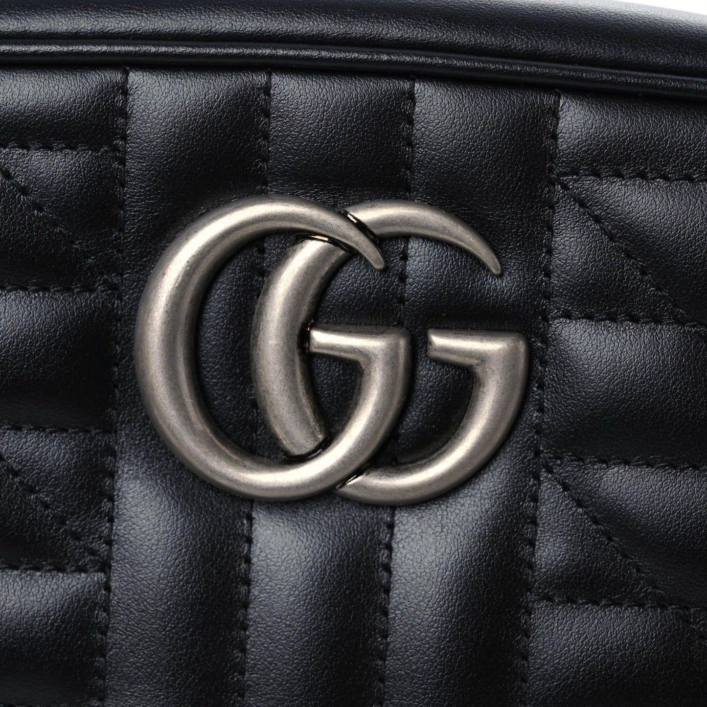 Calfskin Matelasse Aria Small GG Marmont Chain Shoulder Bag Black