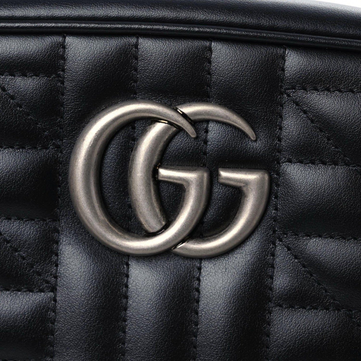 Gucci Calfskin Matelasse Aria Small GG Marmont Chain Shoulder Bag Black 7 of 10
