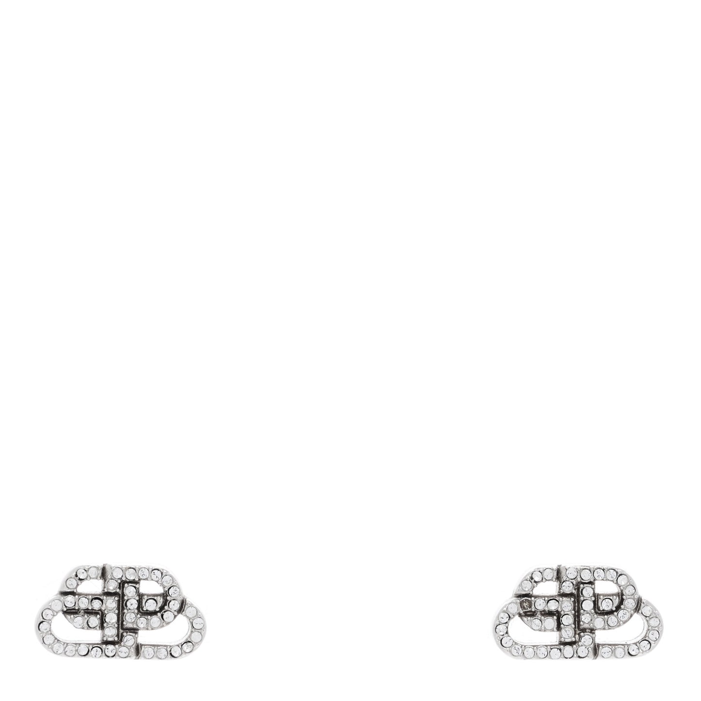 Metal Crystal XS BB Logo Earrings Silver