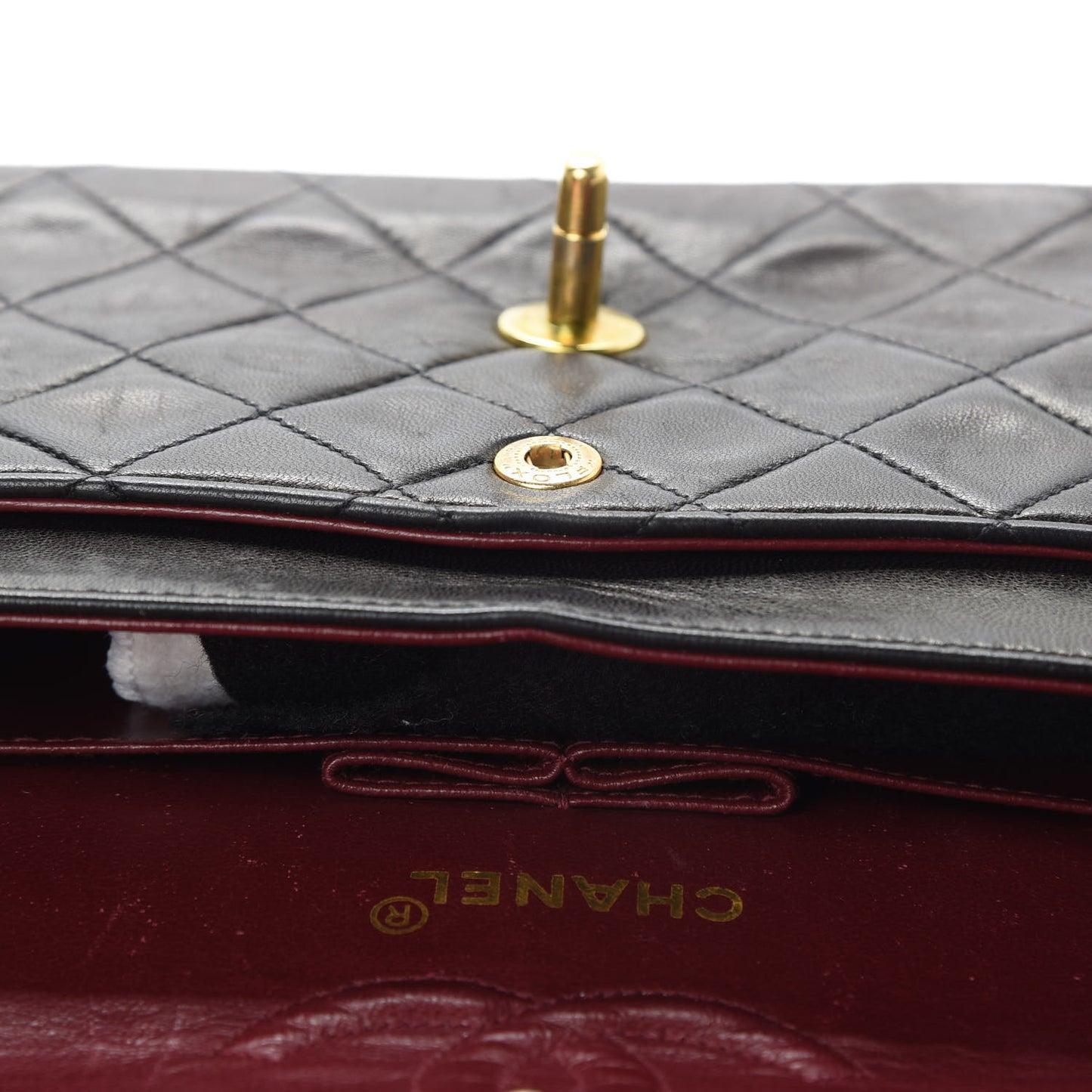 Lambskin Quilted Small Double Flap Black