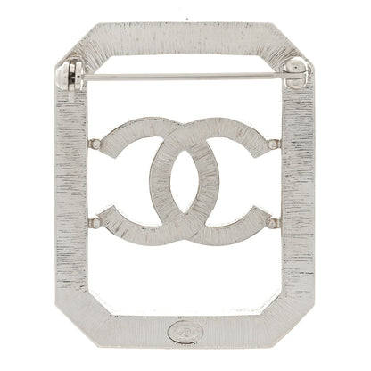 Chanel Metal Crystal Square CC Brooch Silver 3 of 4