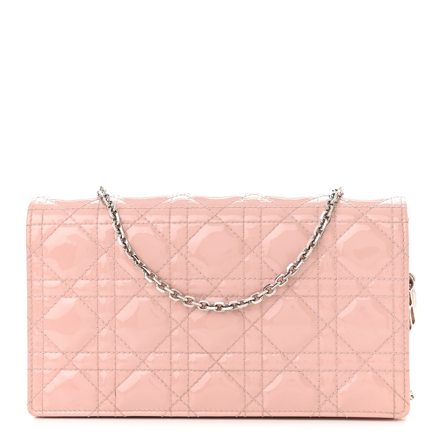 Patent Cannage Lady Dior Chain Wallet Rose Clair