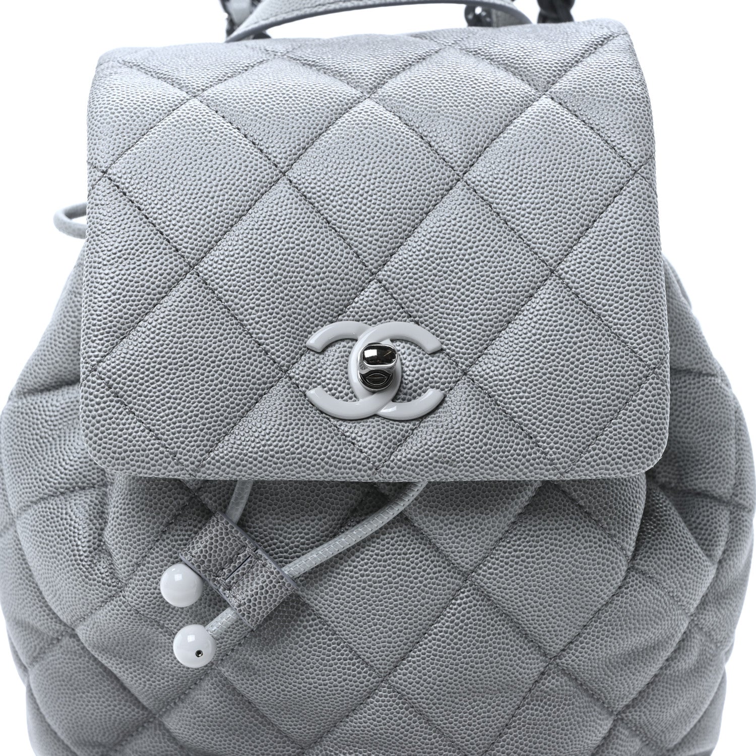 Chanel Shaded Caviar Quilted Lacquered CC My Everything Drawstring Backpack Dark Grey Light Grey 8 of 10