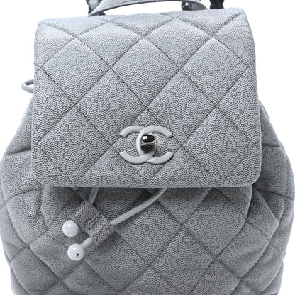 Chanel Shaded Caviar Quilted Lacquered CC My Everything Drawstring Backpack Dark Grey Light Grey 8 of 10