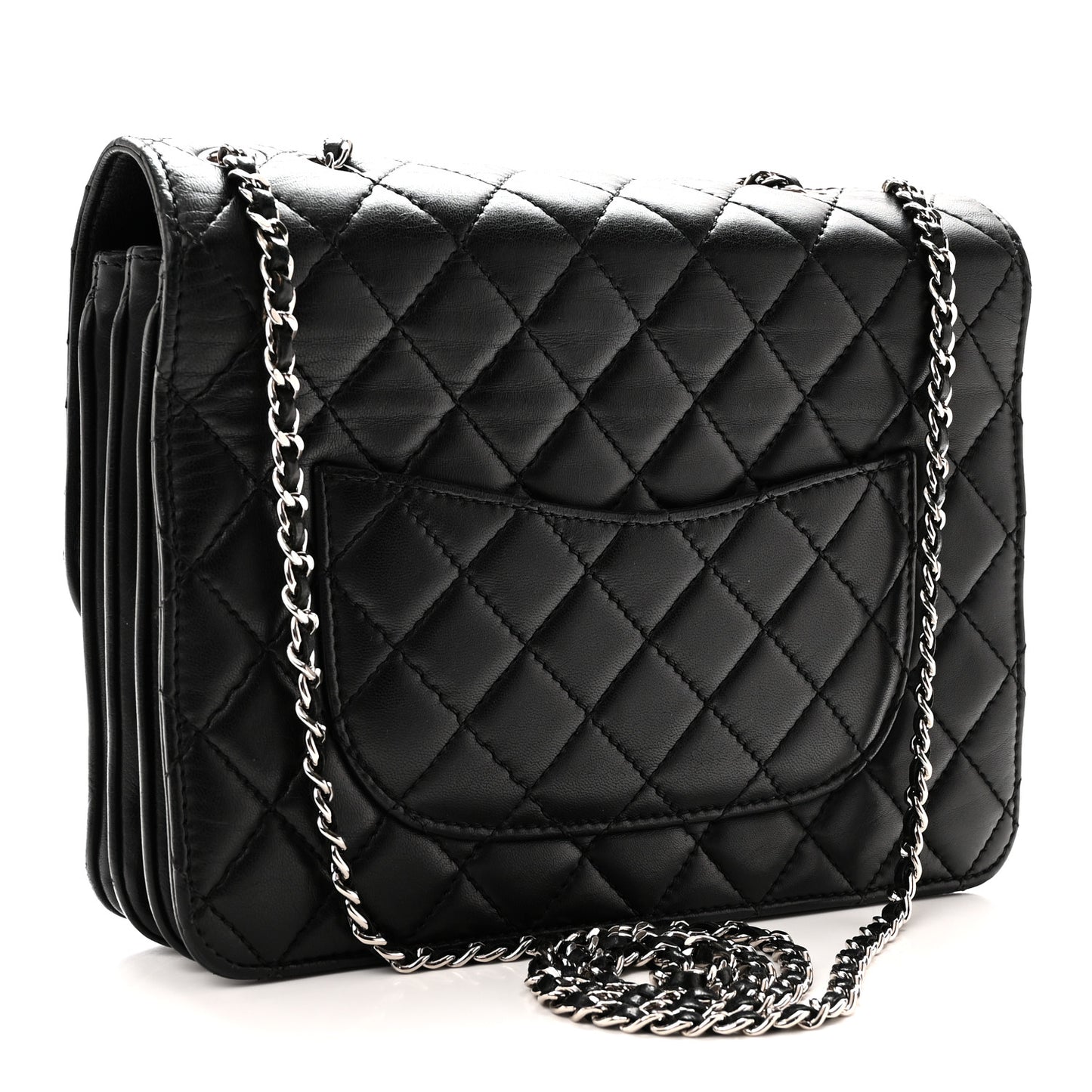 Calfskin Medium Clam's Pocket Flap Black