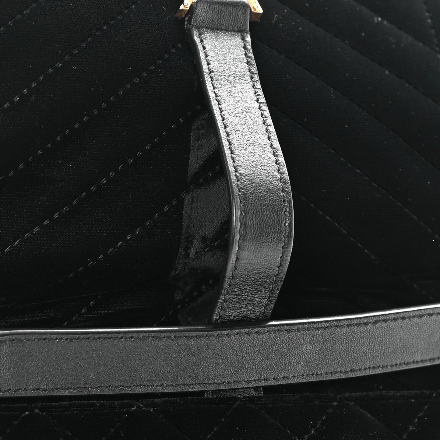Velvet Tri-Quilt Monogram Medium College Bag Black