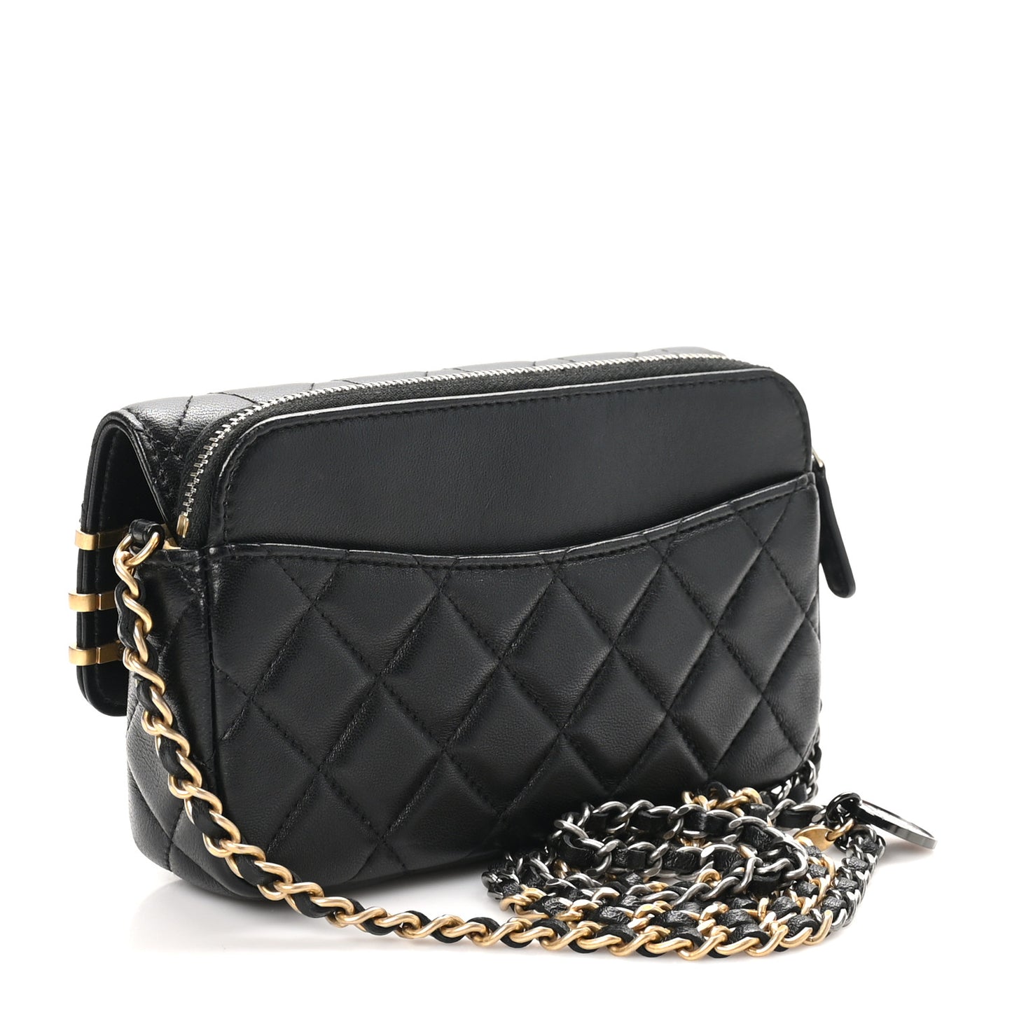 Lambskin Quilted Coco Clips Single Flap Black