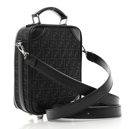 Fendi Recycled Fabric Jacquard Vitello Astro Micro FF Mini Trolley Bag Asfalto Black 3 of 10
