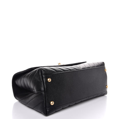 Chanel Caviar Chevron Quilted Small Coco Handle Flap Black 4 of 8