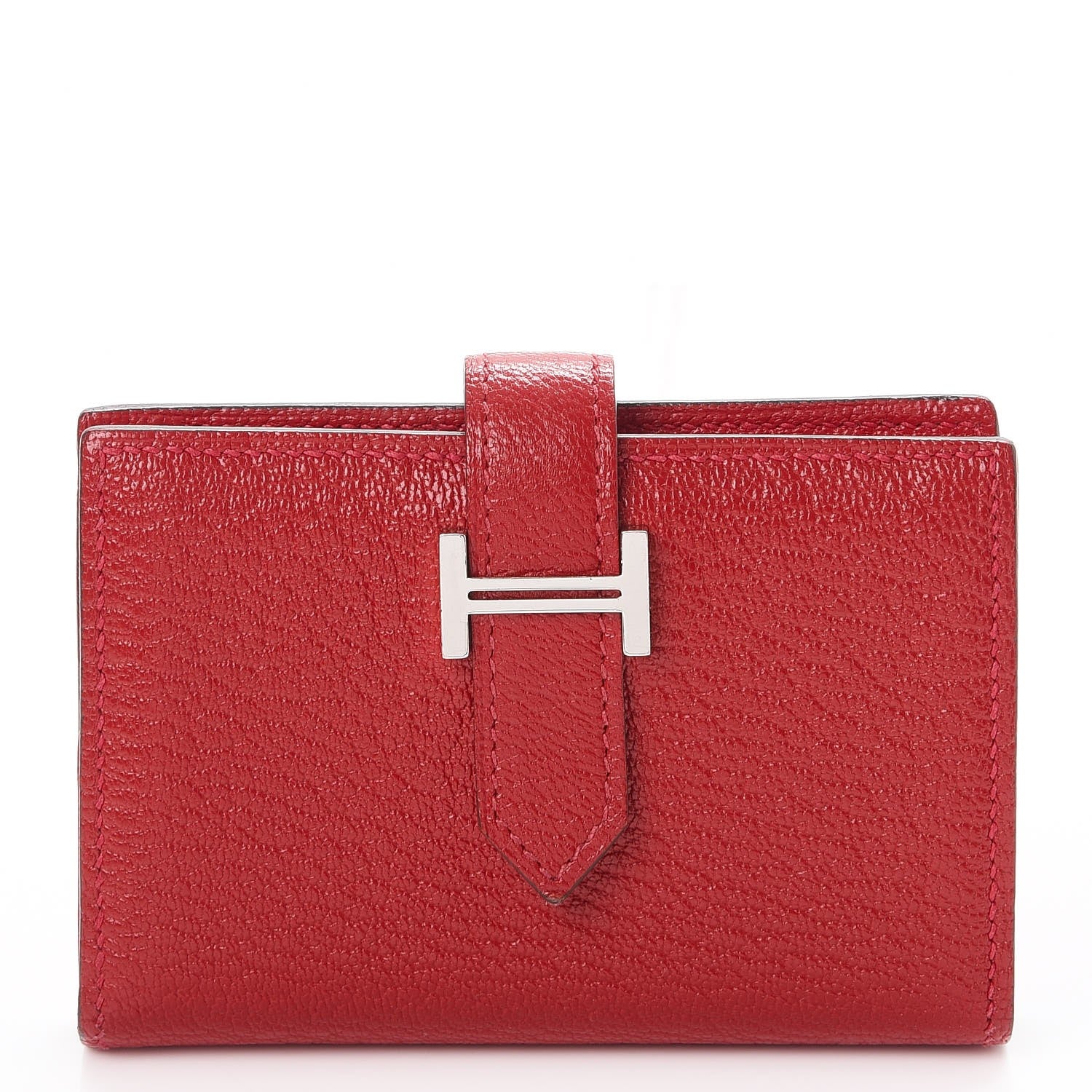 Hermes Chevre Mysore Mini Bearn Wallet Rouge Casaque 1 of 8