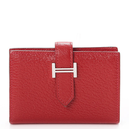 Hermes Chevre Mysore Mini Bearn Wallet Rouge Casaque 1 of 8