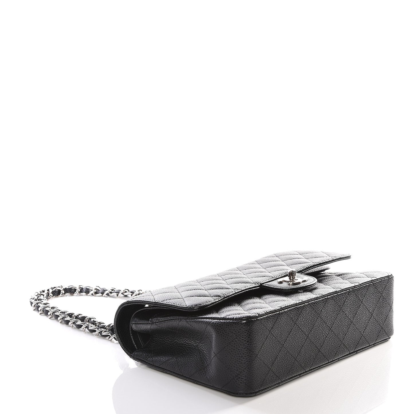 Caviar Quilted Medium Double Flap Black