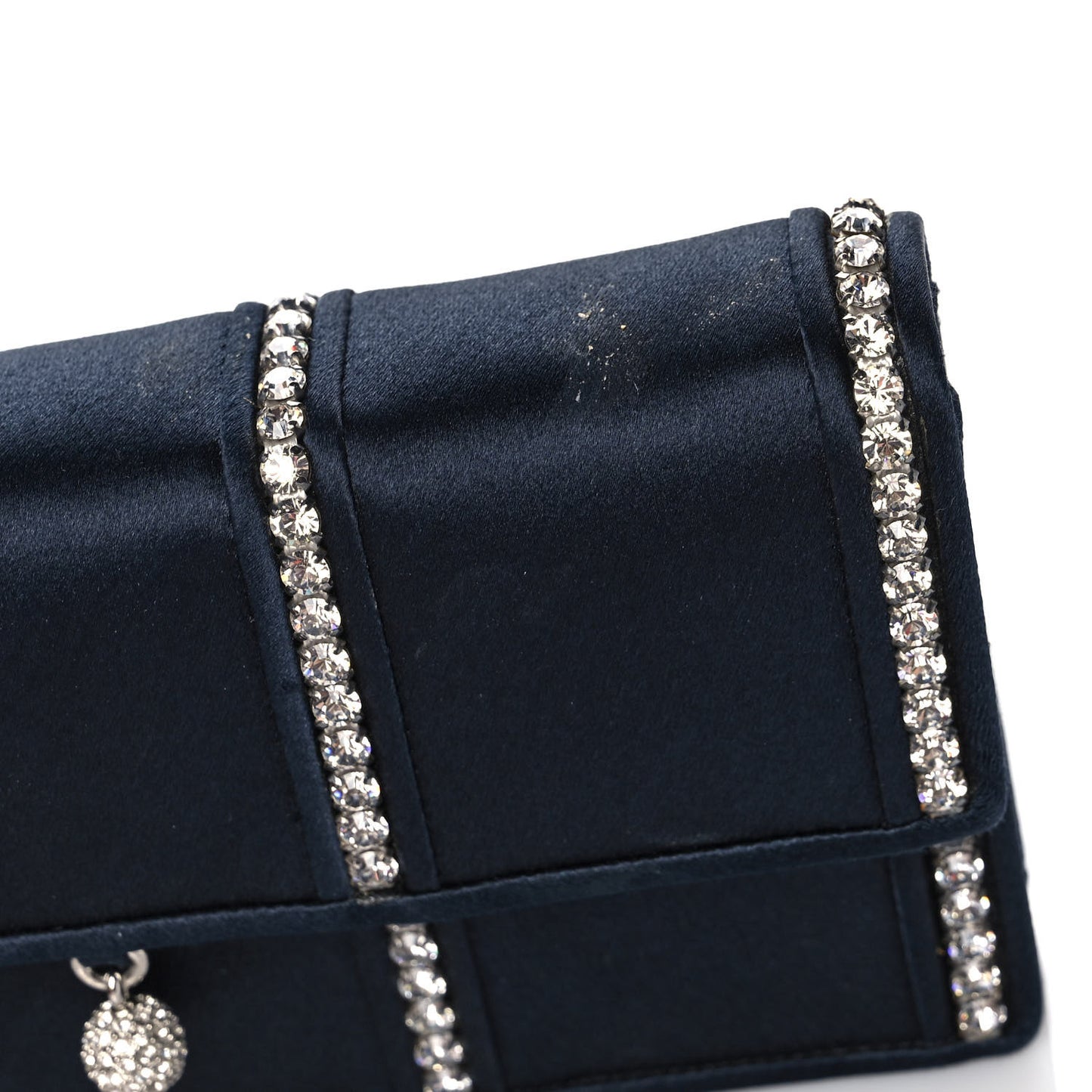 Crystal Satin Clutch Navy Blue