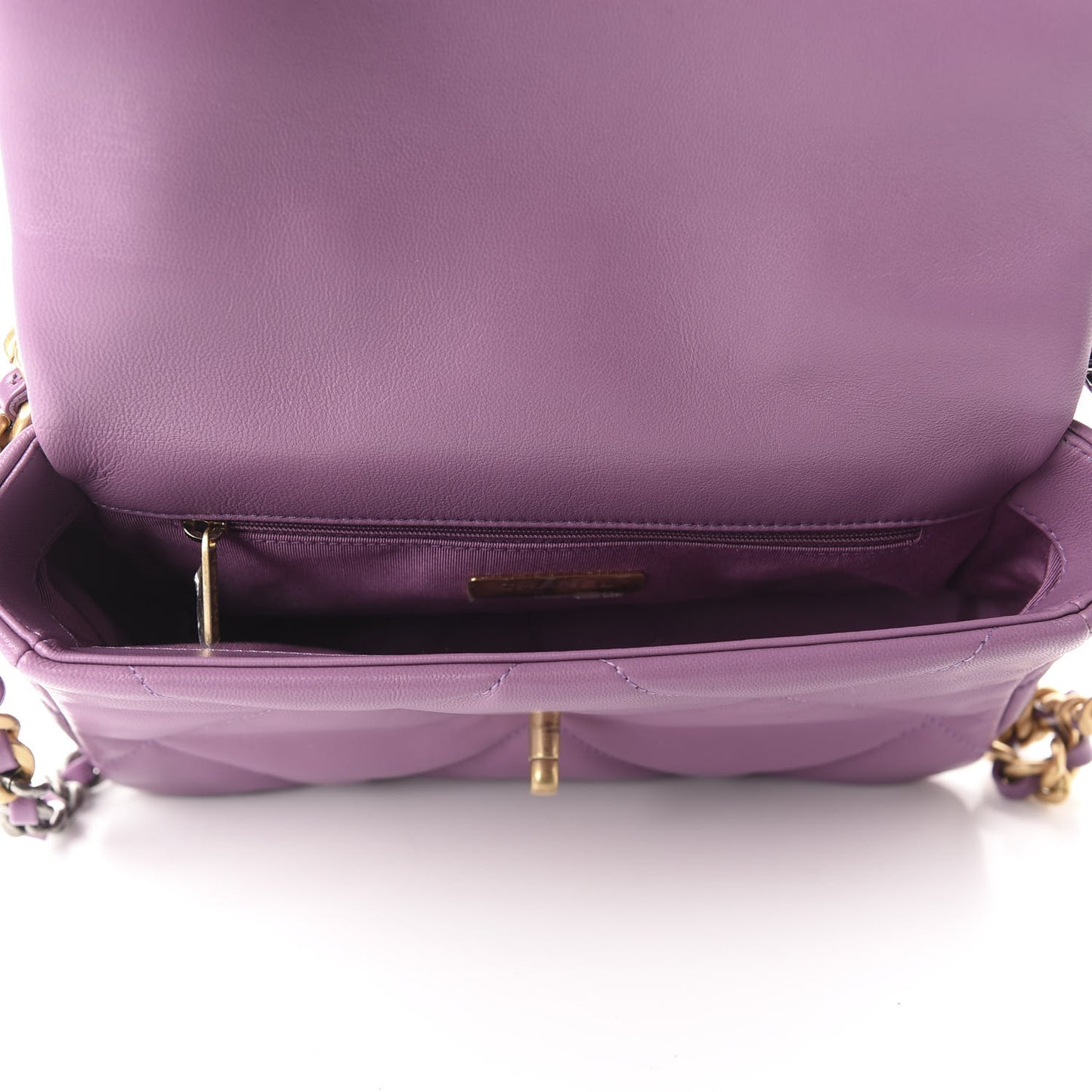 Goatskin Quilted Medium Chanel 19 Flap Violet Purple