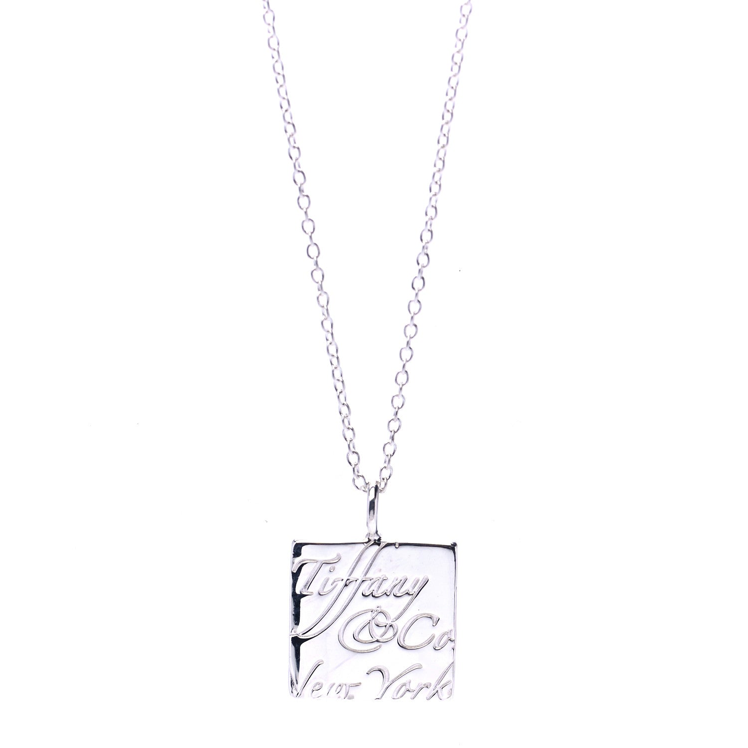Tiffany Sterling Silver Love Notes Square Pendant Necklace 1 of 7