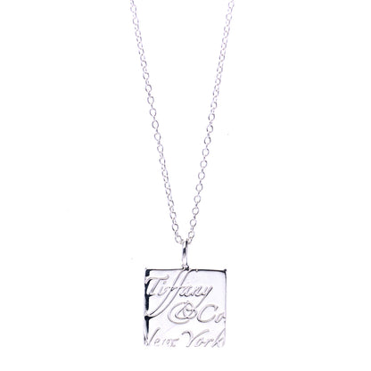 Tiffany Sterling Silver Love Notes Square Pendant Necklace 1 of 7