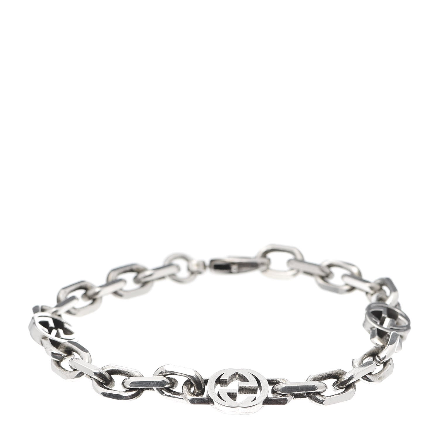 Gucci Sterling Silver Narrow Interlocking G Link Bracelet 1 of 6