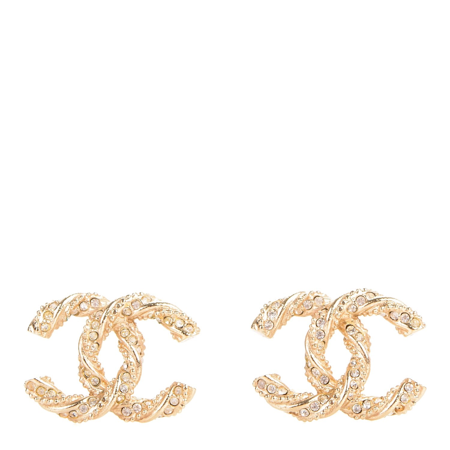 Chanel Crystal Twisted CC Earrings Gold 1 of 6