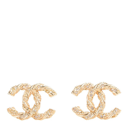 Chanel Crystal Twisted CC Earrings Gold 1 of 6