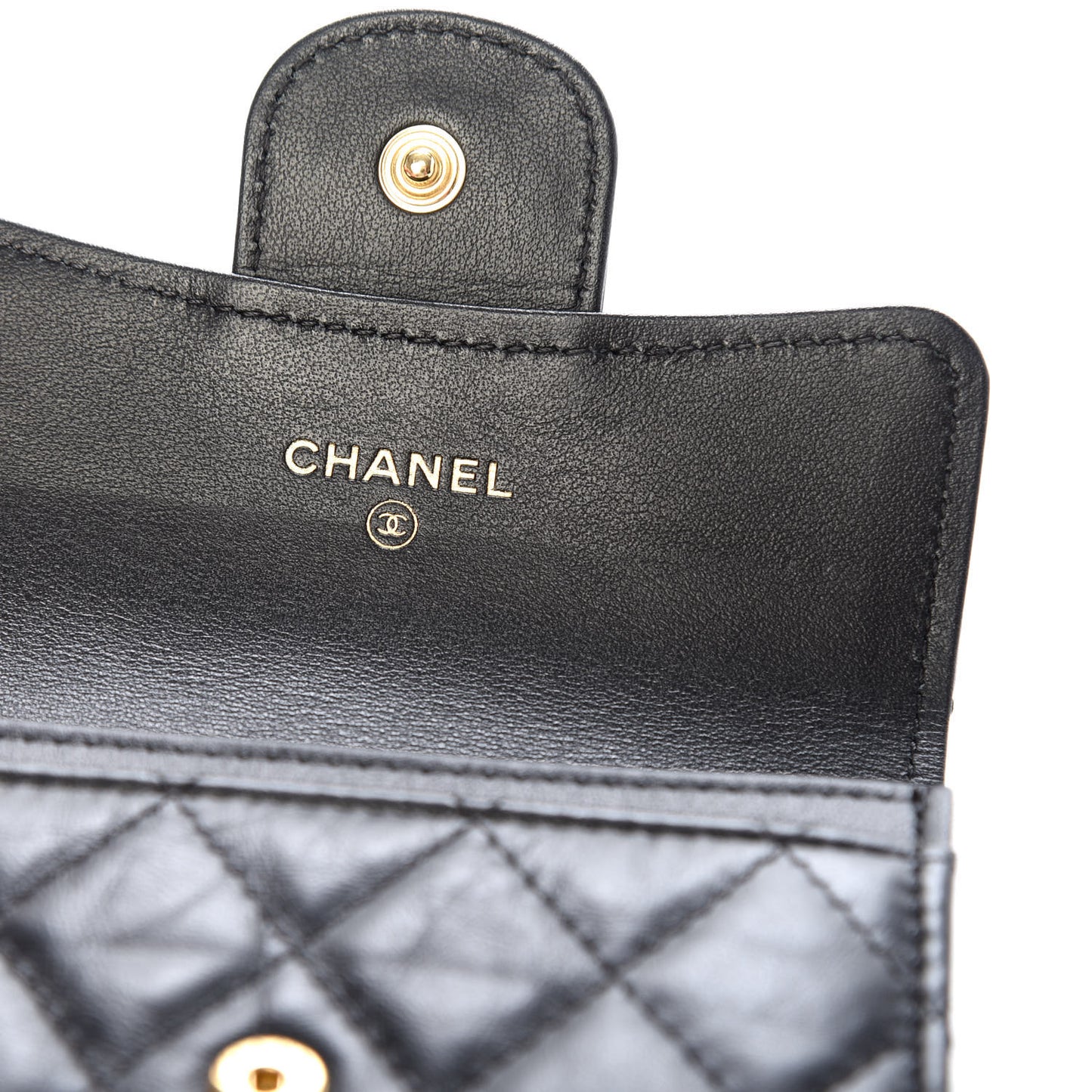 Aged Calfskin Quilted Reissue Flap Card Holder Black