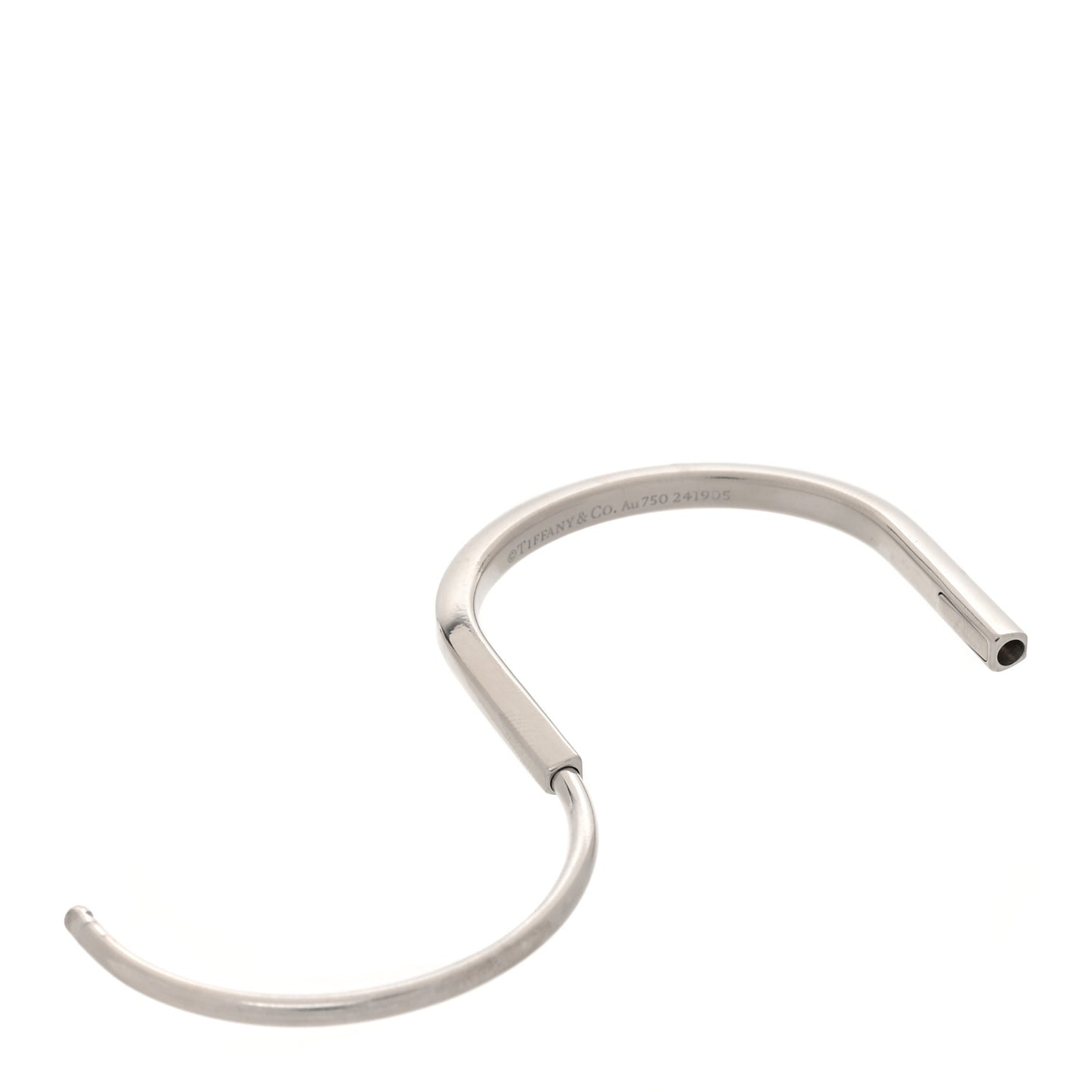 18K White Gold Lock Narrow Bangle Bracelet